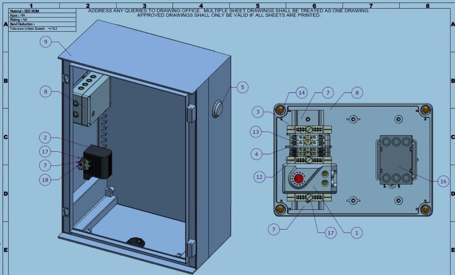 Control panel CAD design drawing